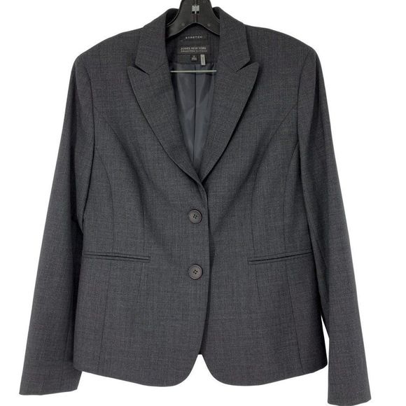 Womens Jones New York Platinum Blazer Charcoal Size 10 Stretch 3146 Washable - Picture 1 of 9